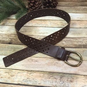 Leather Belt with Brass Buckle Size Large